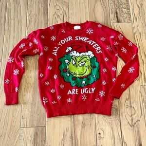 The Grinch “All Your Sweaters Are Ugly” Red Graphic Christmas Sweater, size M
